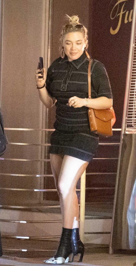 Florence Pugh in a Black Mini Dress