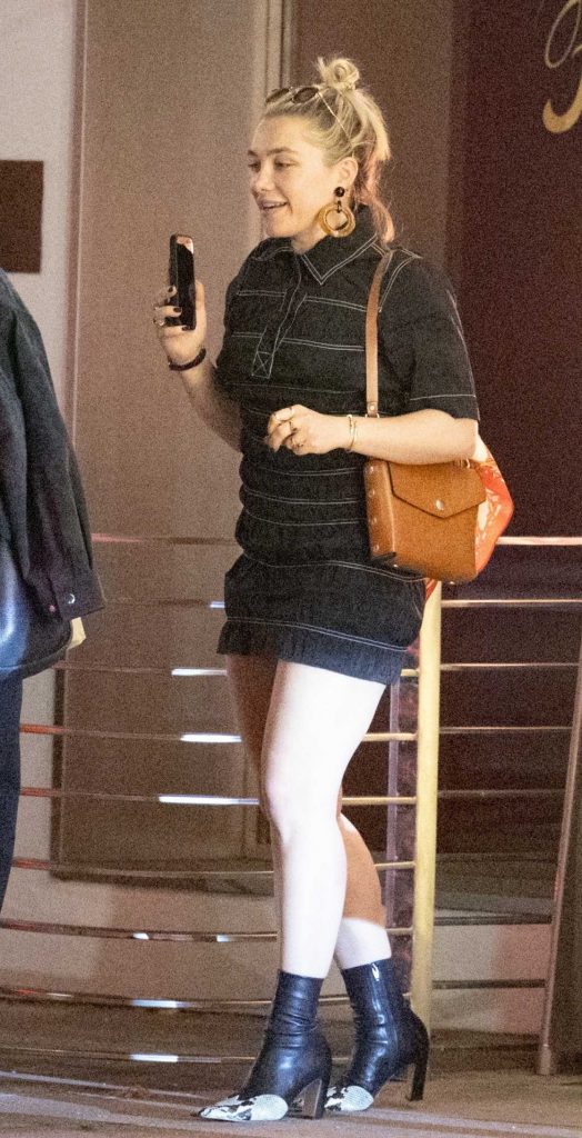 Florence Pugh in a Black Mini Dress