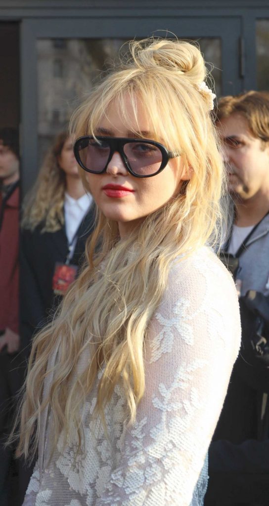 Kathryn Newton in a White Lace Ensemble