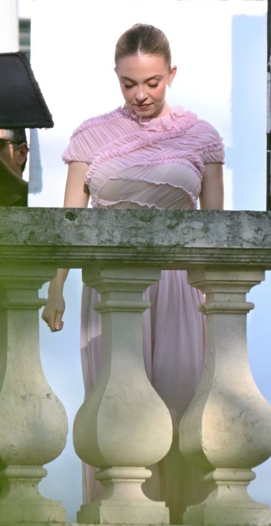 Sydney Sweeney in a Pink Dress