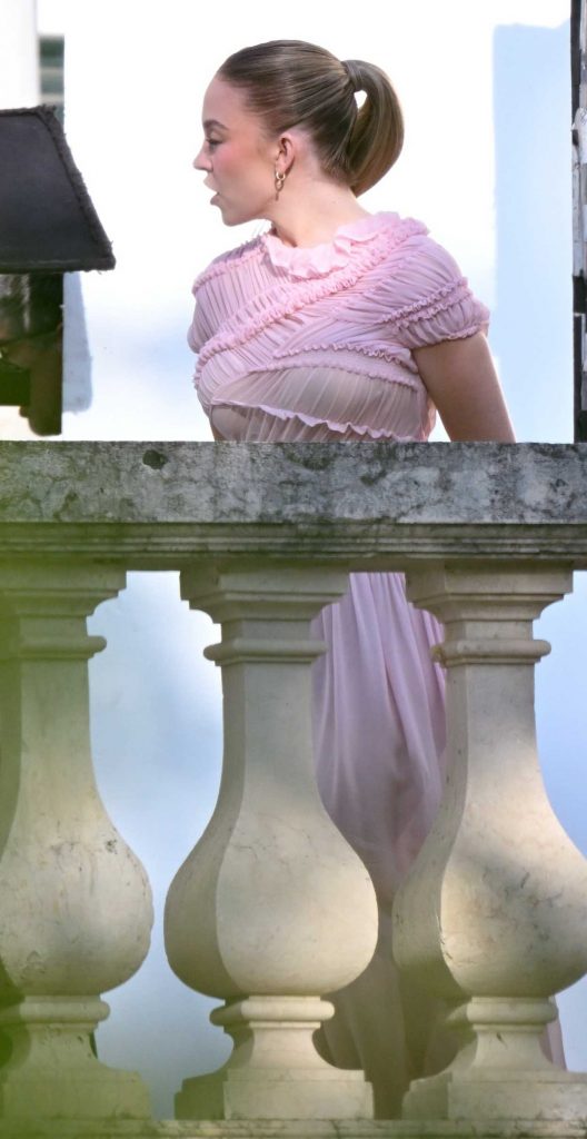 Sydney Sweeney in a Pink Dress