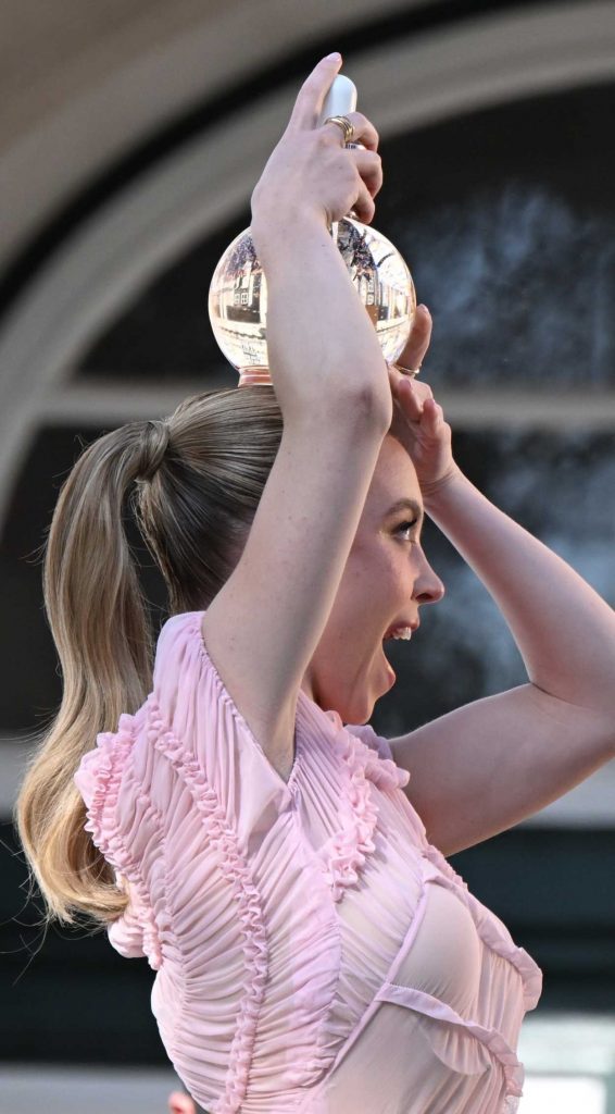Sydney Sweeney in a Pink Dress