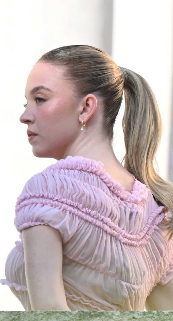 Sydney Sweeney in a Pink Dress
