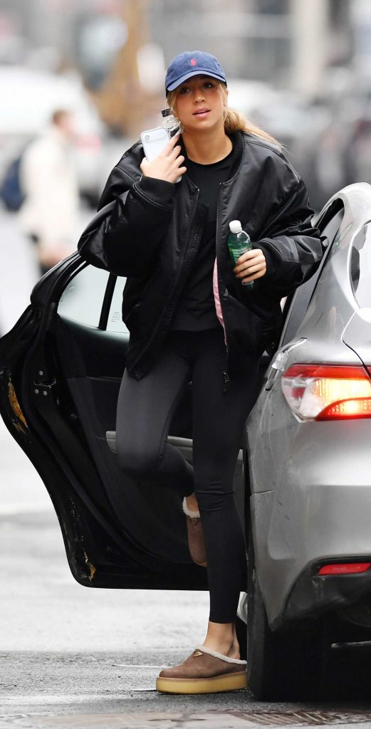 Tate McRae in a Black Bomber Jacket