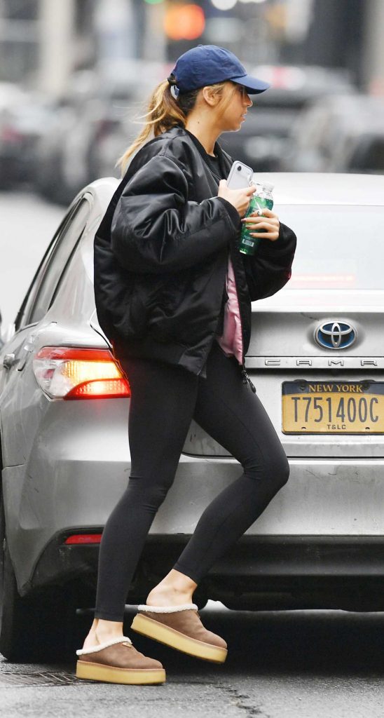 Tate McRae in a Black Bomber Jacket