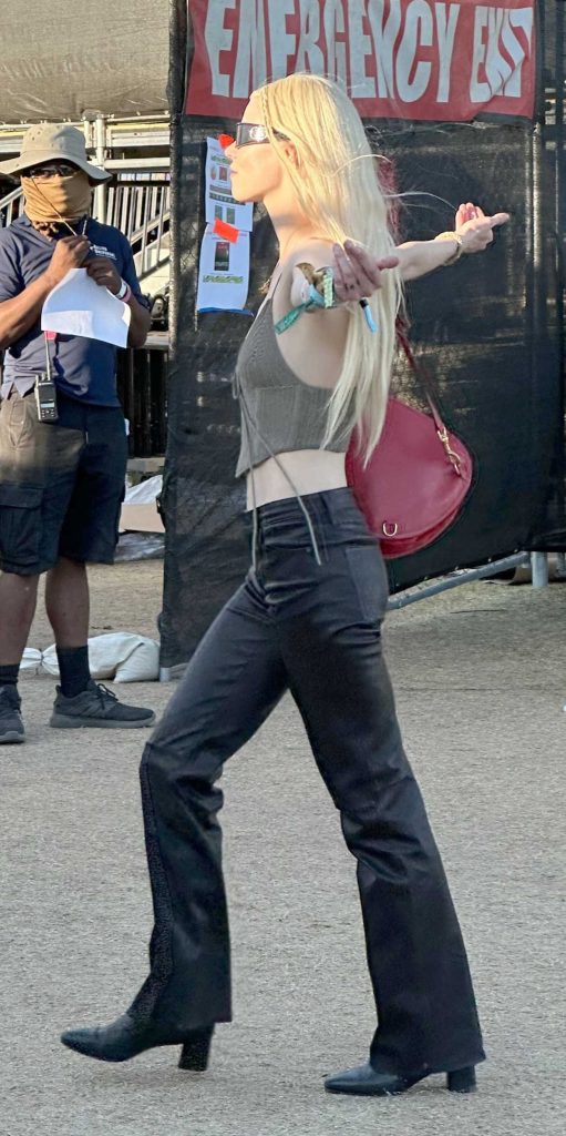 Anya Taylor-Joy in a Tan Knitted Top