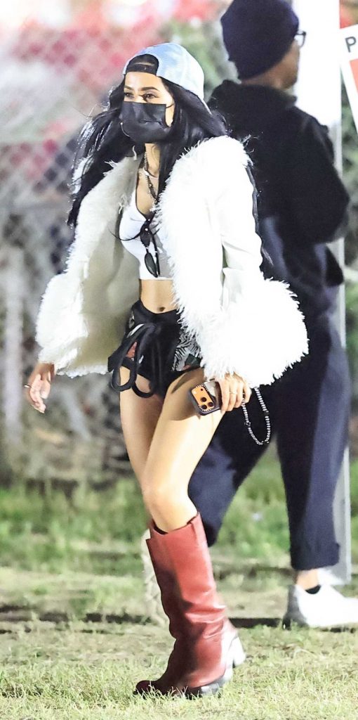 Becky G in a Black Protective Mask