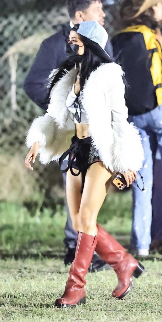 Becky G in a Black Protective Mask