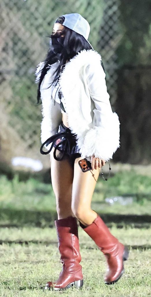 Becky G in a Black Protective Mask