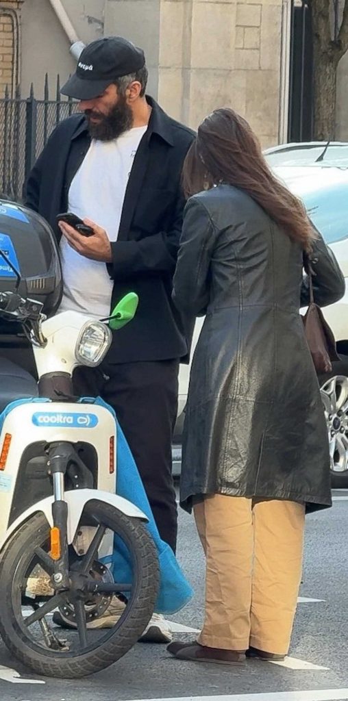 Emily Ratajkowski in a Black Leather Coat