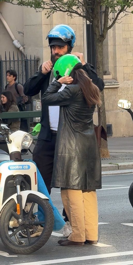 Emily Ratajkowski in a Black Leather Coat