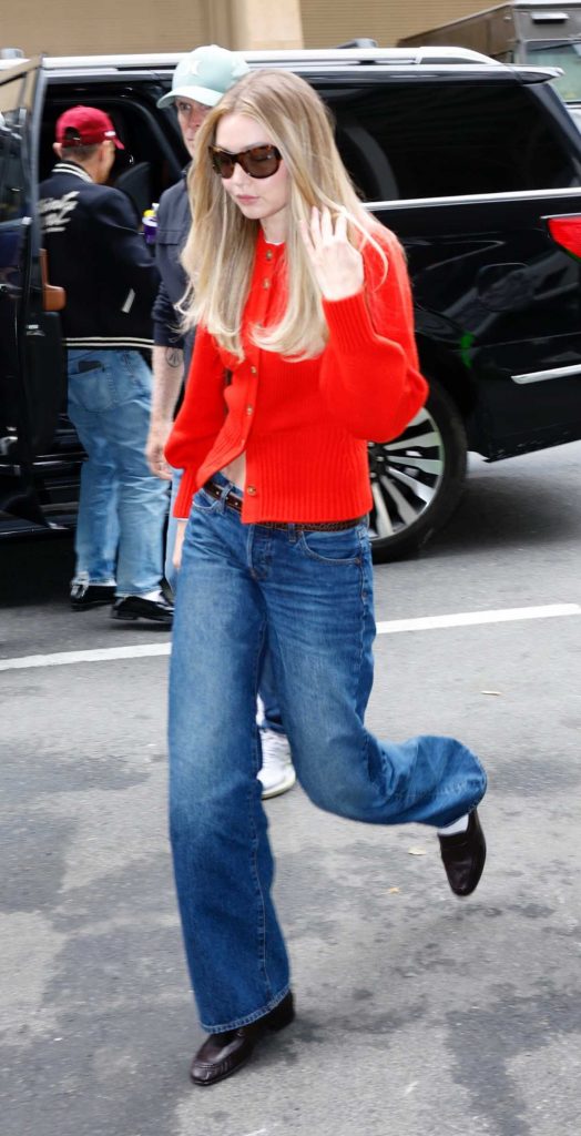 Gigi Hadid in a Red Cardigan