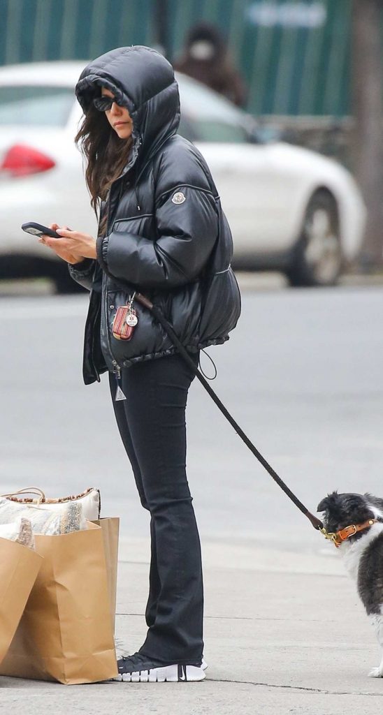 Nina Dobrev in a Black Puffer Jacket