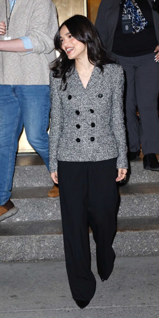 Rachel Zegler in a Grey Blazer