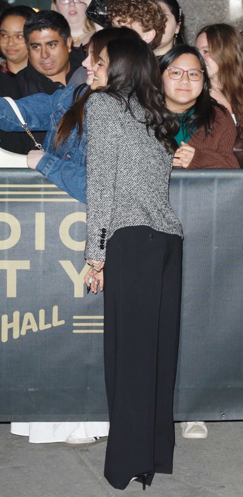 Rachel Zegler in a Grey Blazer