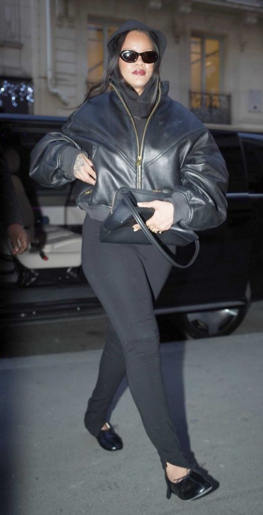 Rihanna in a Black Leather Jacket