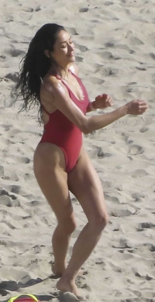 Shay Mitchell in a Red Swimsuit