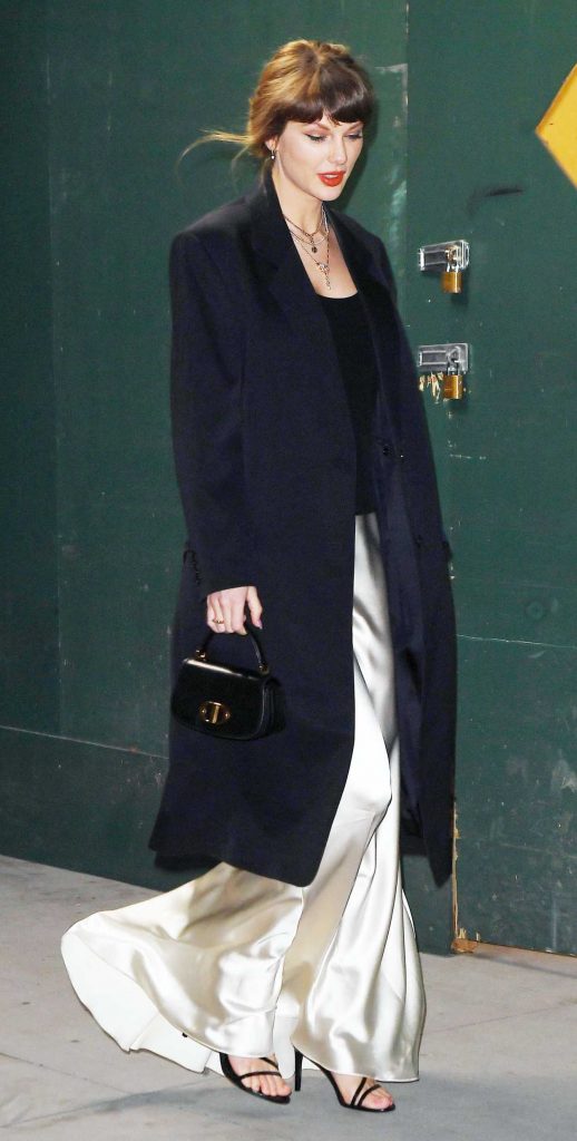 Taylor Swift in a Beige Skirt