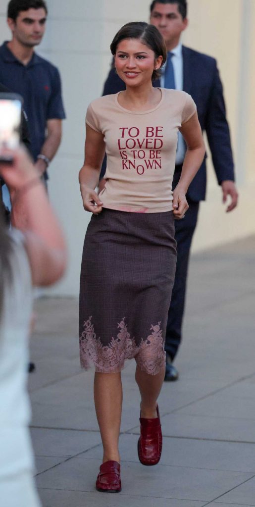 Zendaya in a Beige Tee