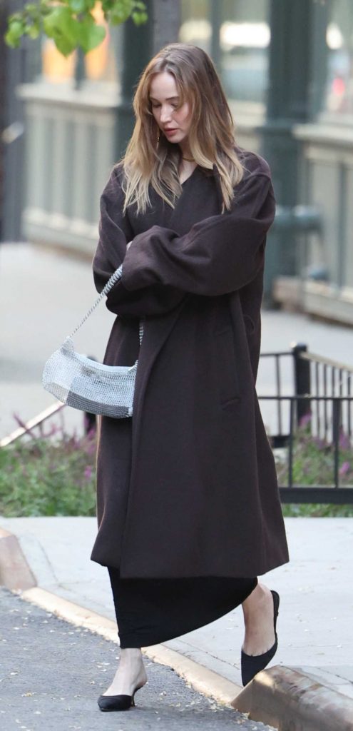 Jennifer Lawrence in a Brown Coat