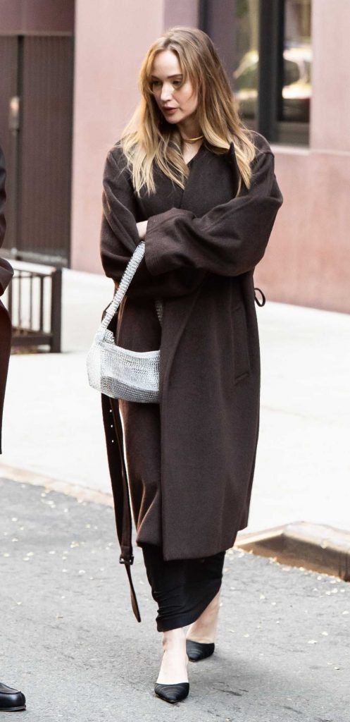 Jennifer Lawrence in a Brown Coat