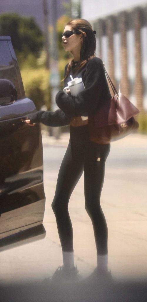 Kaia Gerber in a Black Leggings