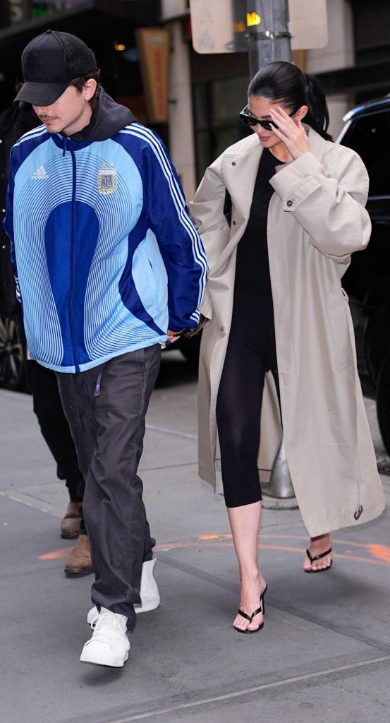 Kylie Jenner in a Beige Trench Coat
