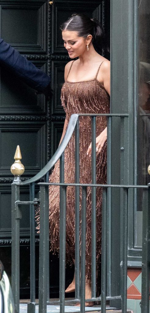 Selena Gomez in a Brown Dress
