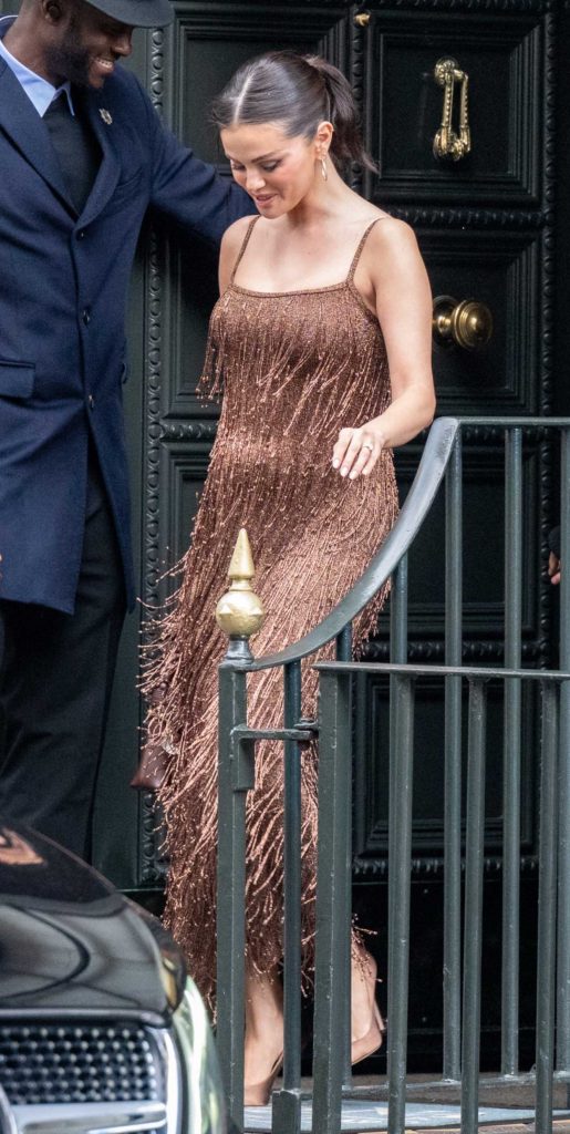 Selena Gomez in a Brown Dress