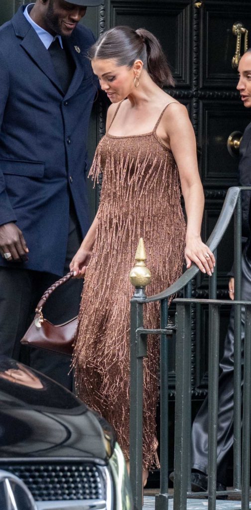 Selena Gomez in a Brown Dress