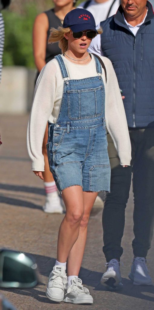 Sydney Sweeney in a Denim Shorts Jumpsuit