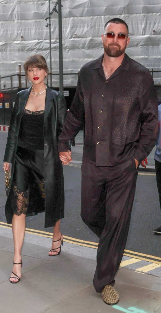 Taylor Swift in a Black Leather Coat