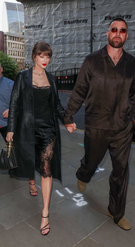 Taylor Swift in a Black Leather Coat