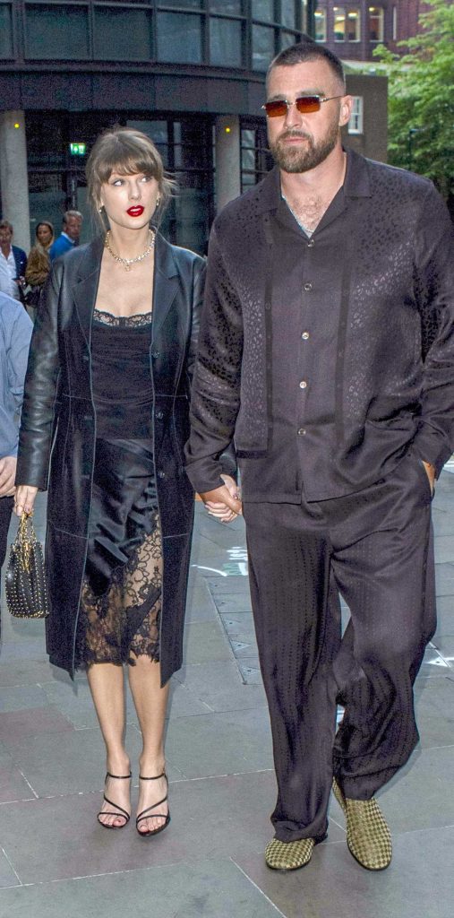 Taylor Swift in a Black Leather Coat