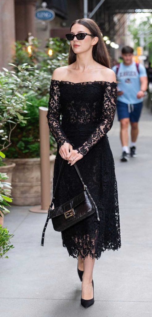 Ella Hunt in a Black Dress
