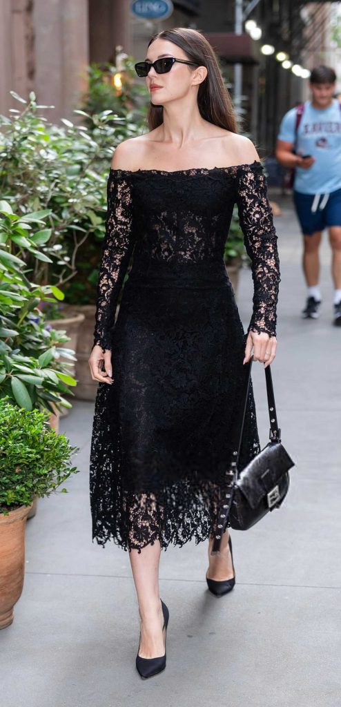 Ella Hunt in a Black Dress