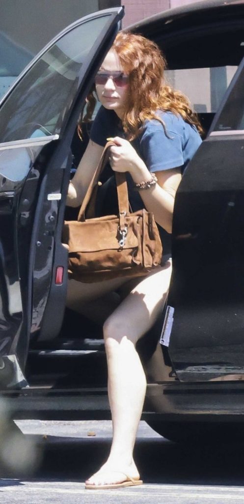 Joey King in a Blue Denim Shorts
