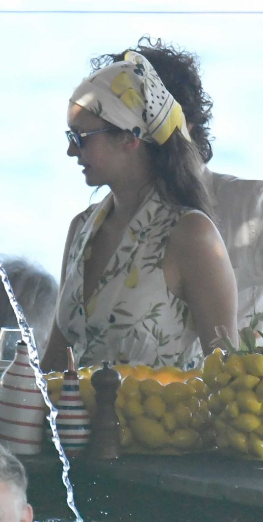Nina Dobrev in a White Floral Dress