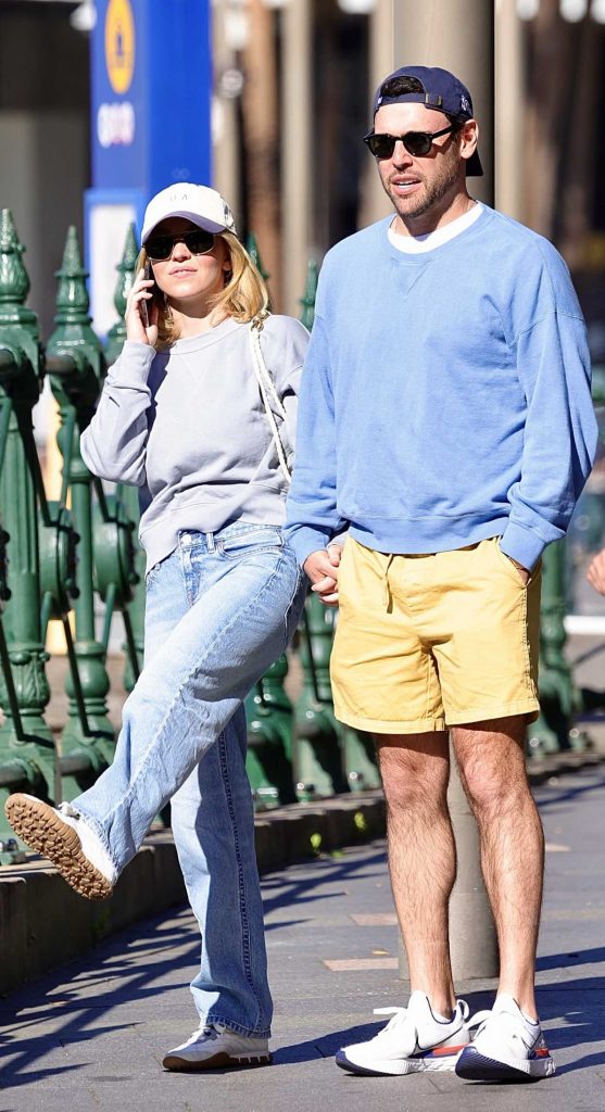 Sydney Sweeney in a Grey Sweatshirt