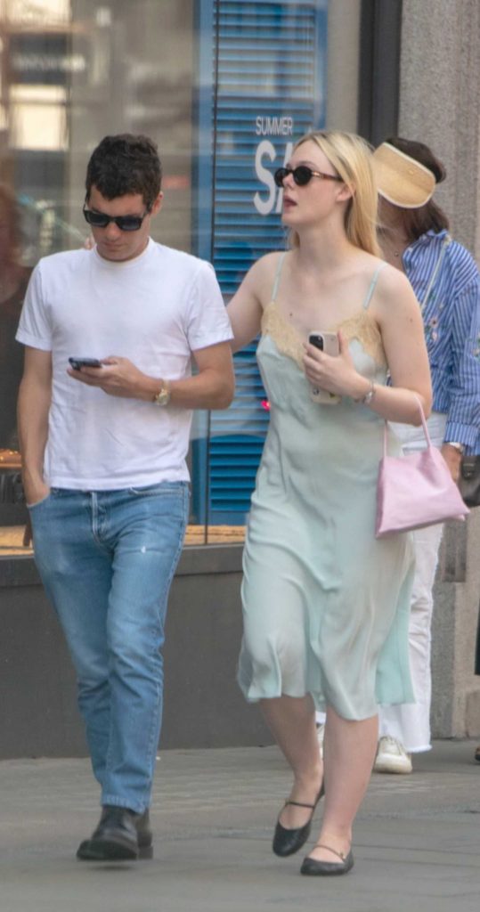 Elle Fanning in a Green Dress