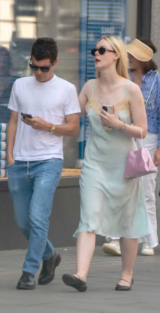 Elle Fanning in a Green Dress