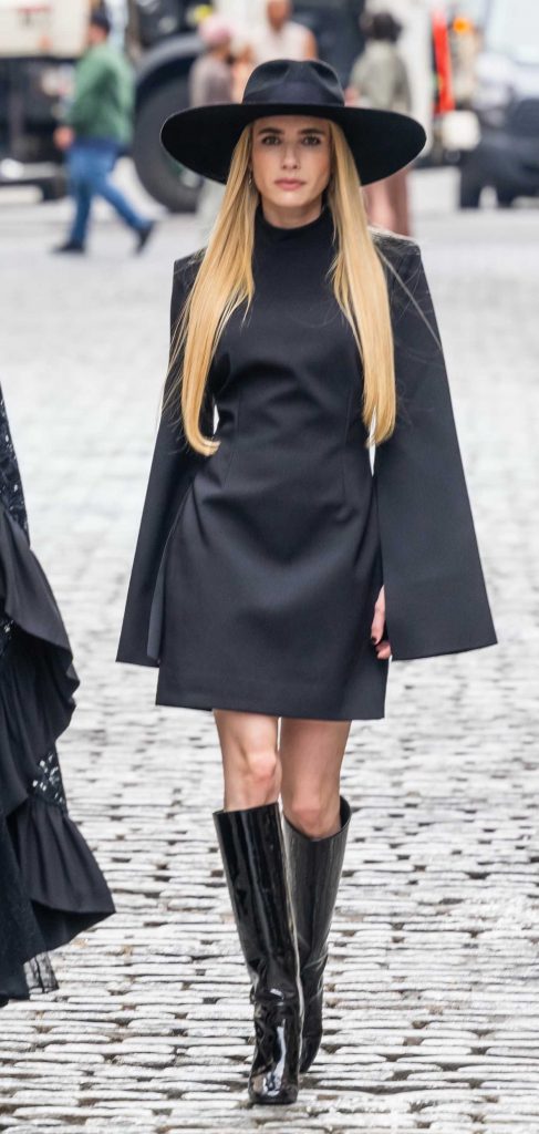 Emma Roberts in a Black Dress
