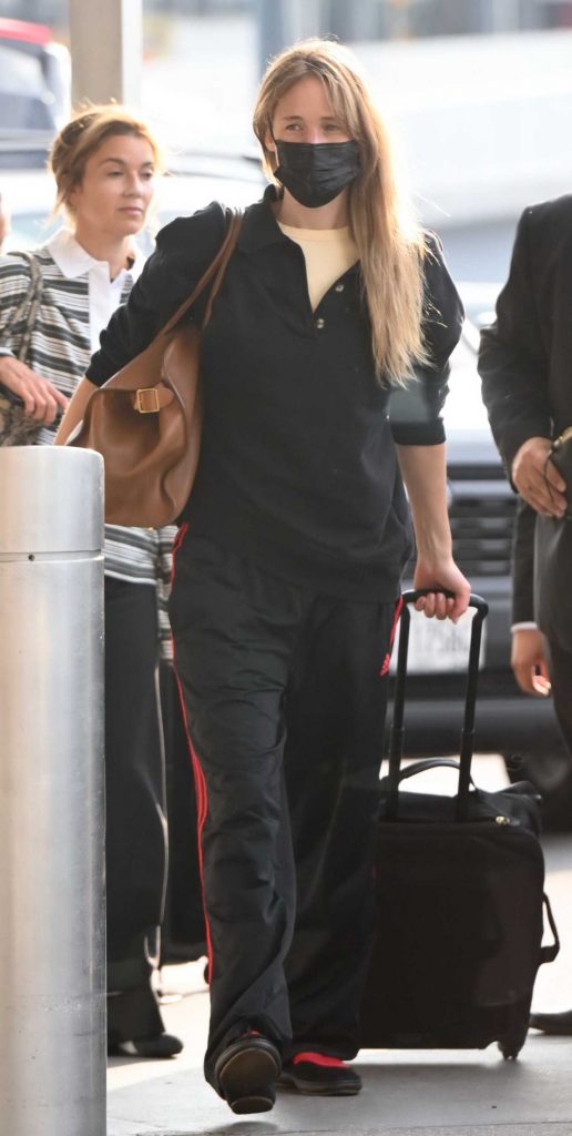 Jennifer Lawrence in a Black Protective Mask