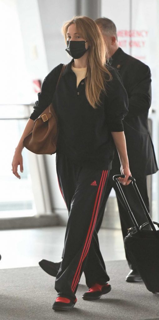 Jennifer Lawrence in a Black Protective Mask