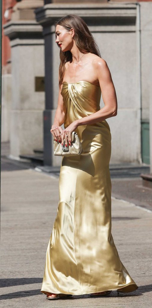 Karlie Kloss in a Gold Dress