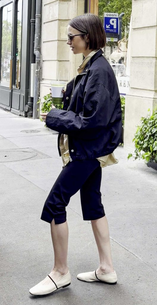 Lily Collins in a Black Jacket