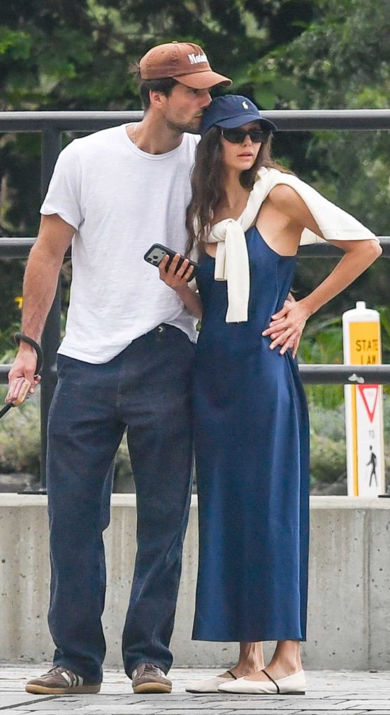 Nina Dobrev in a Blue Dress