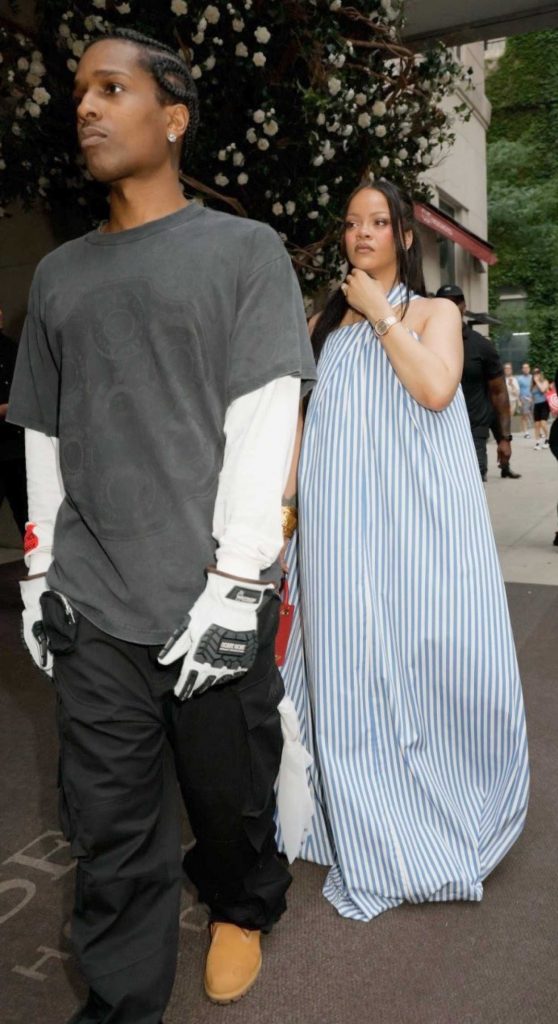Rihanna in a Striped Dress