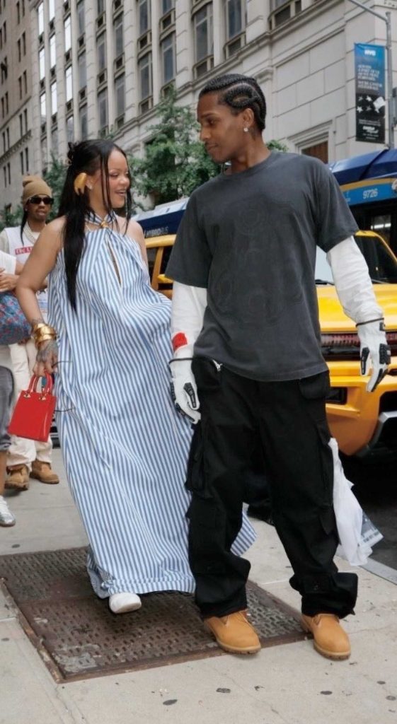 Rihanna in a Striped Dress