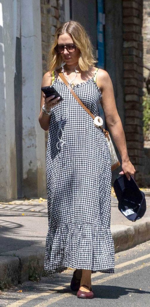 Scarlett Johansson in a Black and White Plaid Dress